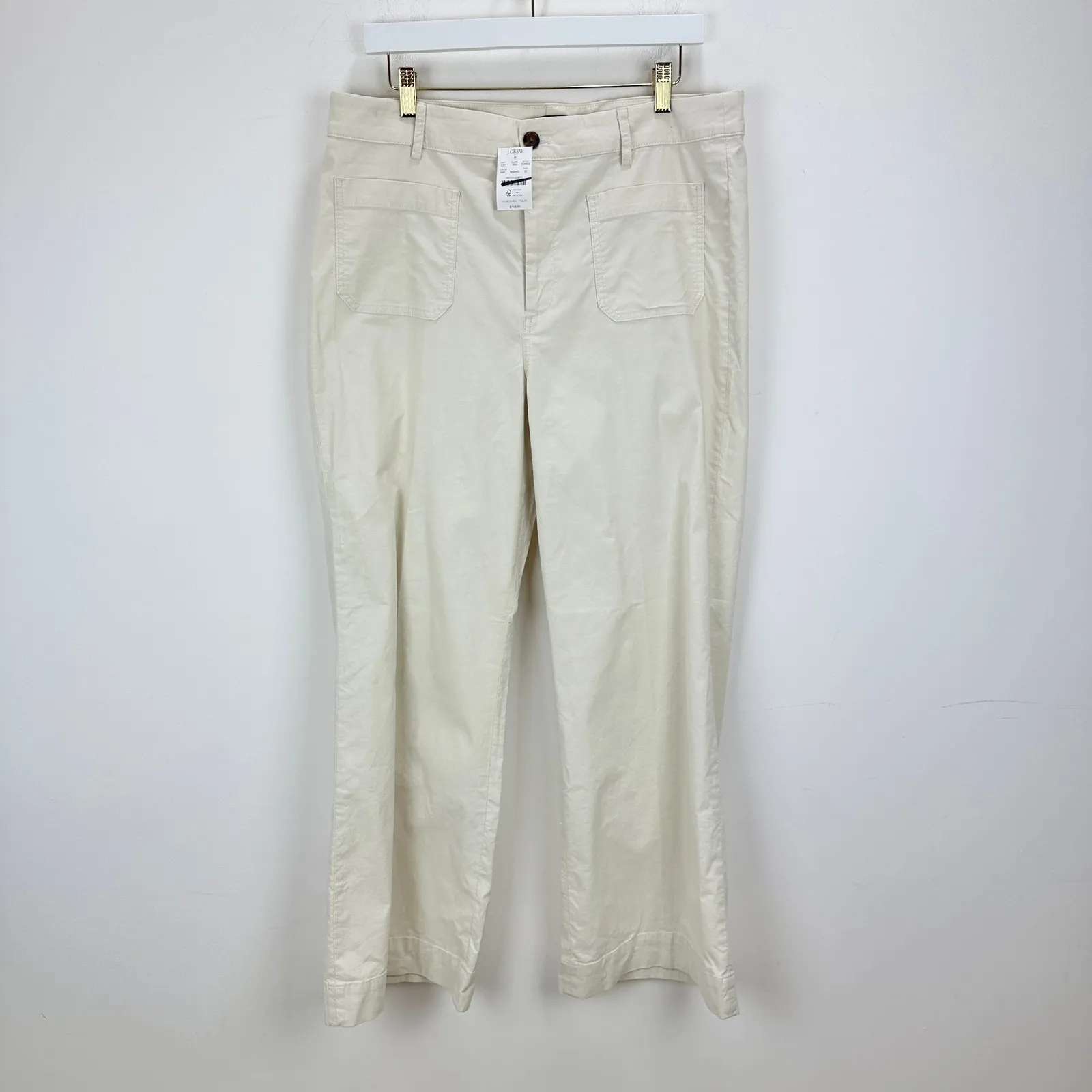 J.Crew Lizzie High Rise Patch Pocket Wide Leg Pant Classic Natural US 32 NWT - Image 5