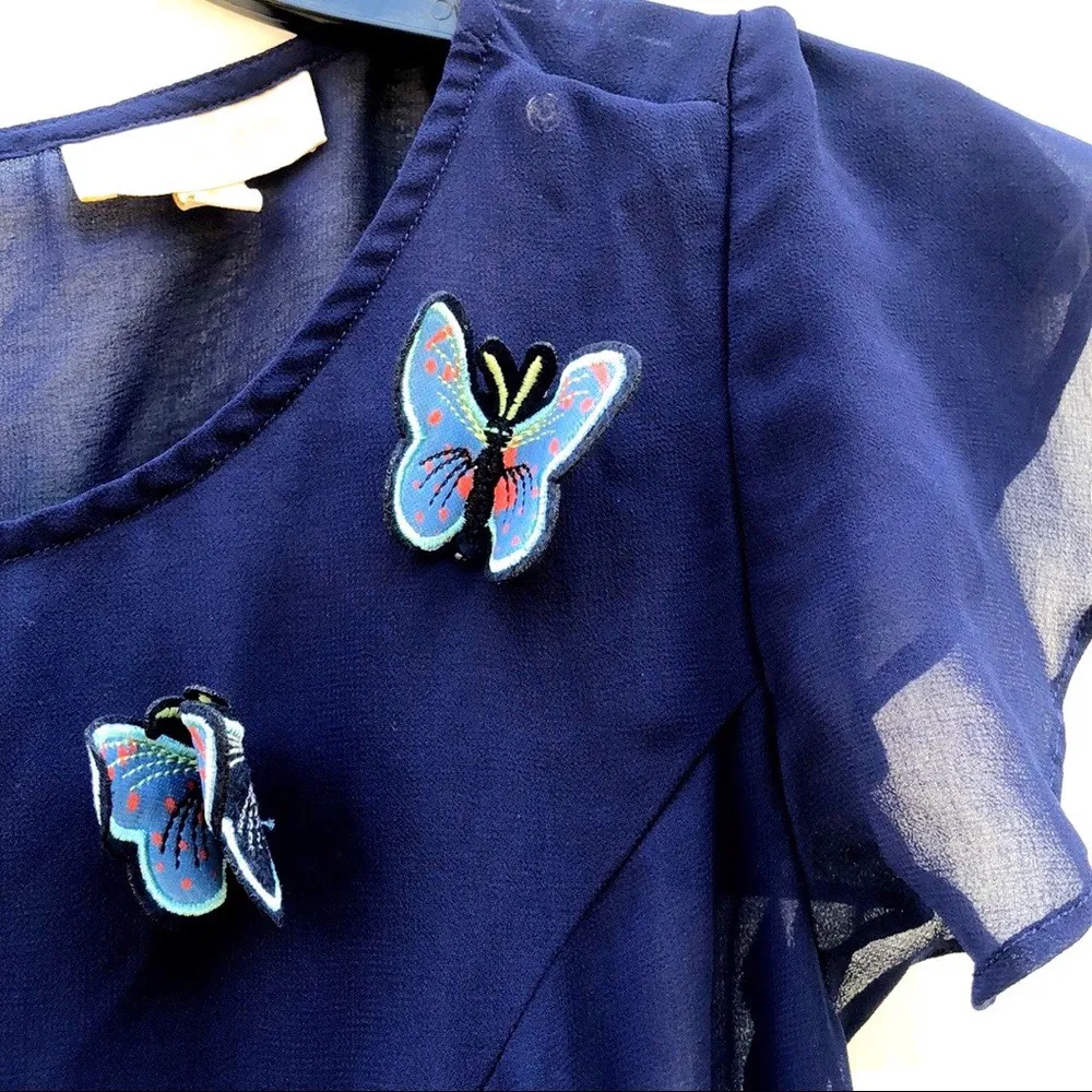 Butterfly appliqués chiffon shift dress - Image 6