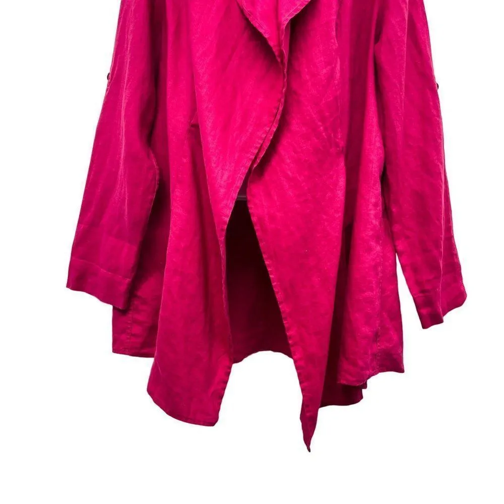Soft Surroundings Draped 100% Linen Lightweight Cardigan Open Front Jacket Top - Image 3