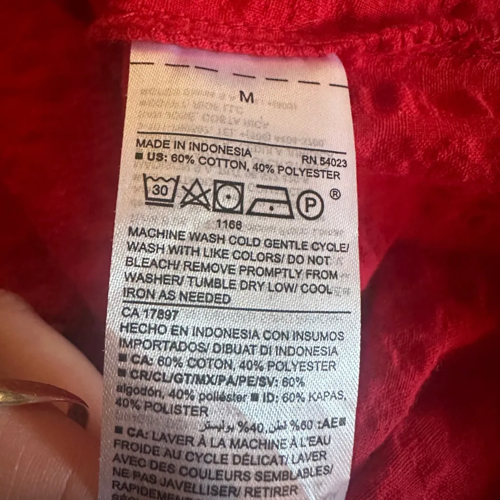 Old Navy Cardinal Red Puff Sleeve Babydoll Peplum Top, Size M - Image 6