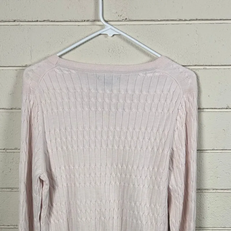 Tommy Hilfiger Light Pink Cable Knit Sweater size L - Image 8