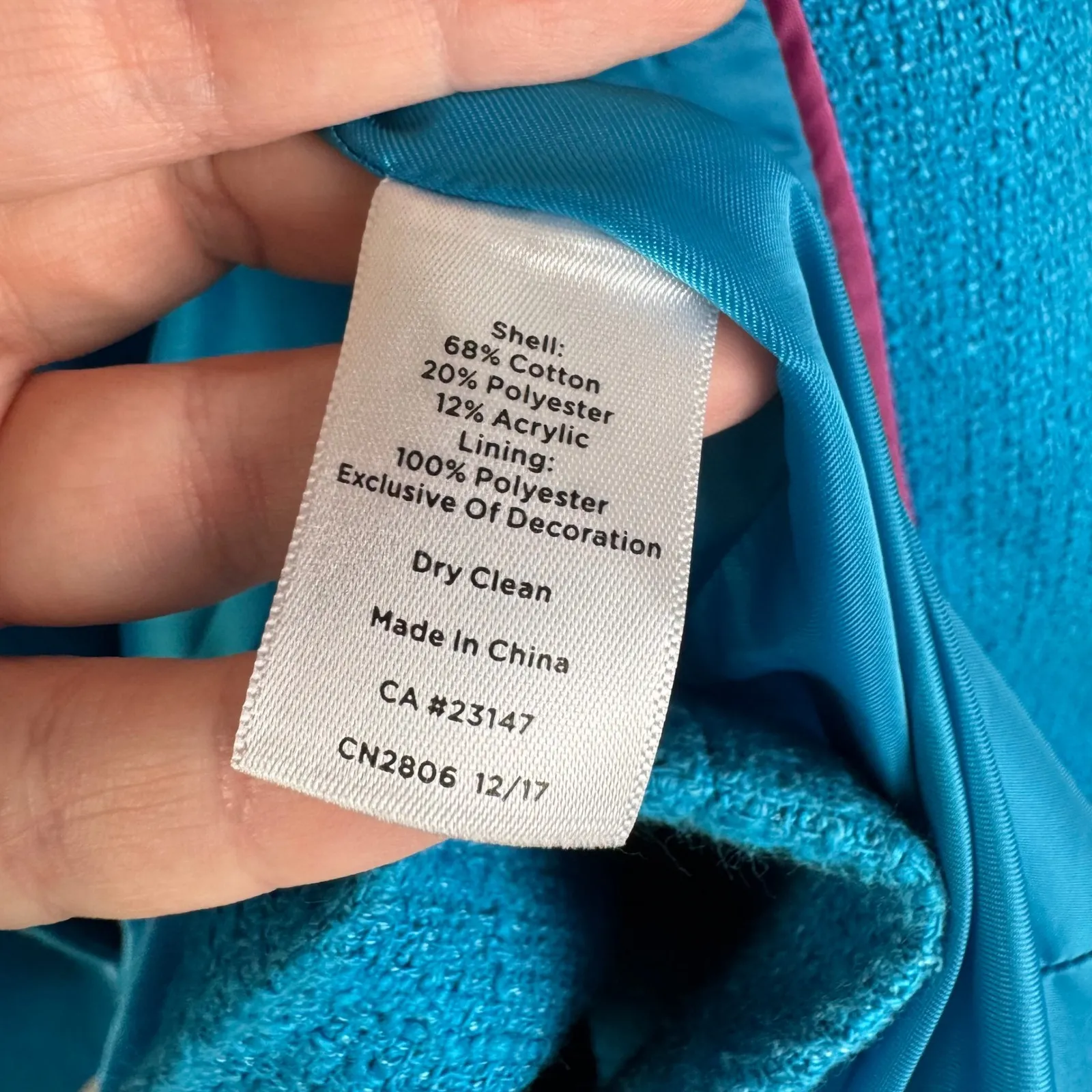 Talbots Fish‎ Beaded Embellished Tweed Jacket Size 18W Blue Open Front Preppy - Image 7