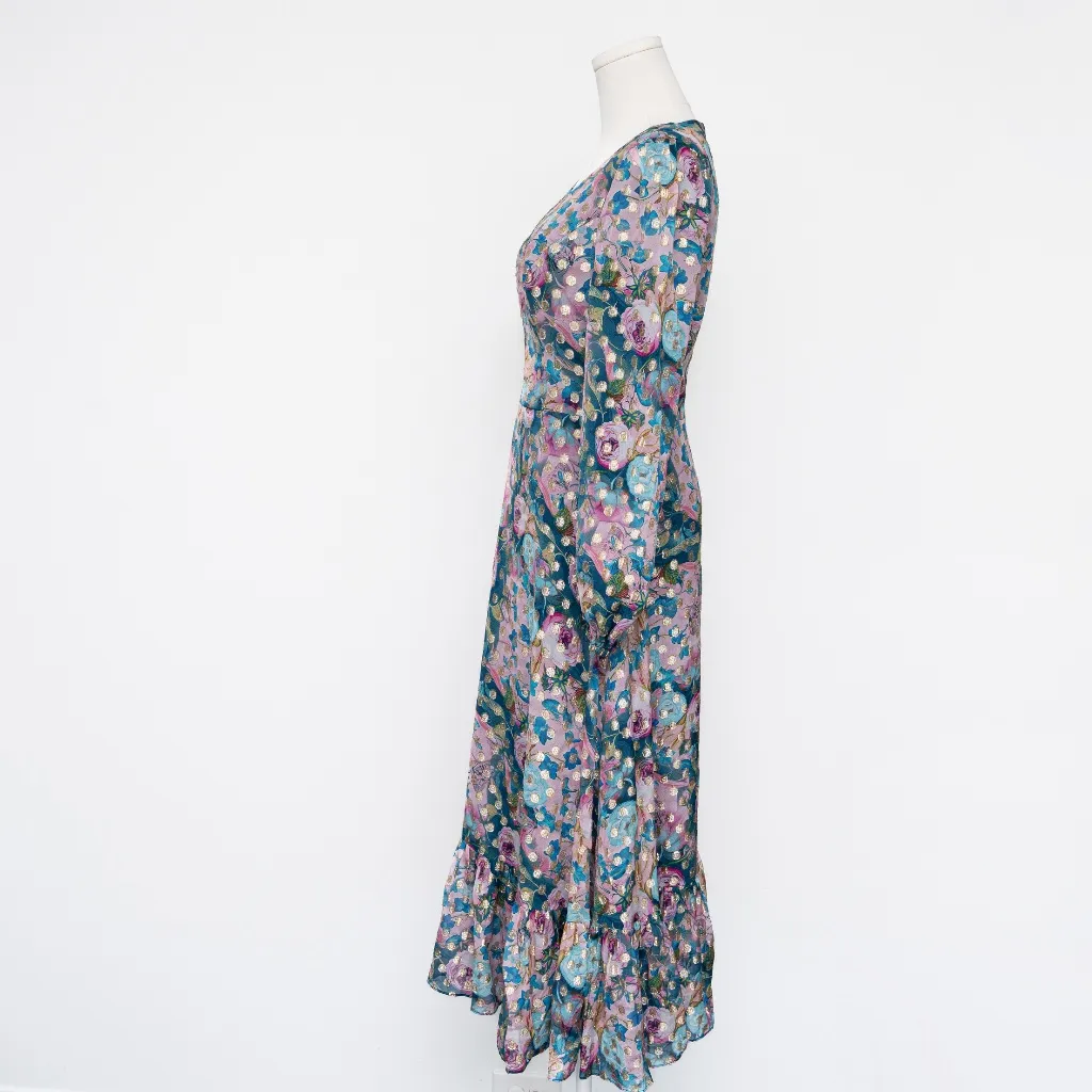 Dress the Population | Metallic Floral Long Sleeve Midi Dress - Image 6