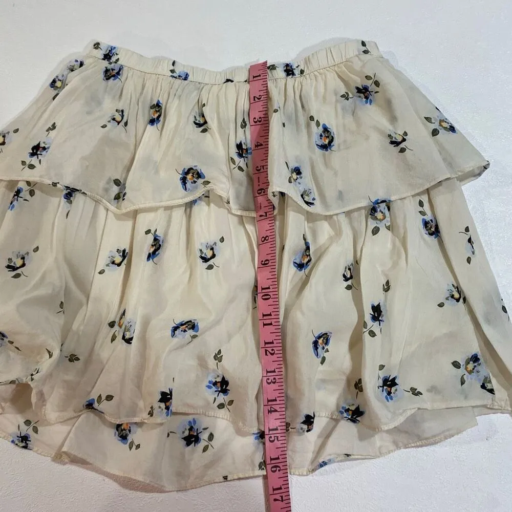 Universal Thread Floral Ruffle Shorts Size Small Cream Blue Boho - Image 5