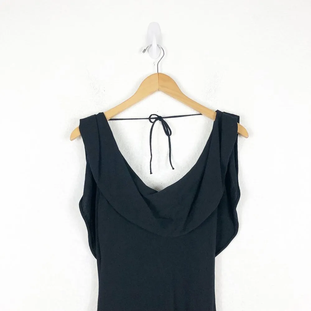 Zara Cowl Neck Black Knit Maxi Dress Small Low Back Resort Wear Minimalist - Image 5