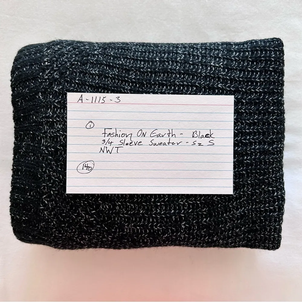 Fashion on Earth | Black Cable Knit Pullover Sweater V-Back | Size Small | NWT - Image 12