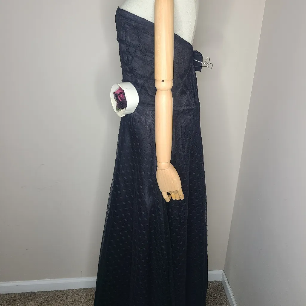 Vintage Scott McClintock Swiss Dot Midi Formal Black Dress Size‎ 12 80s - Image 6