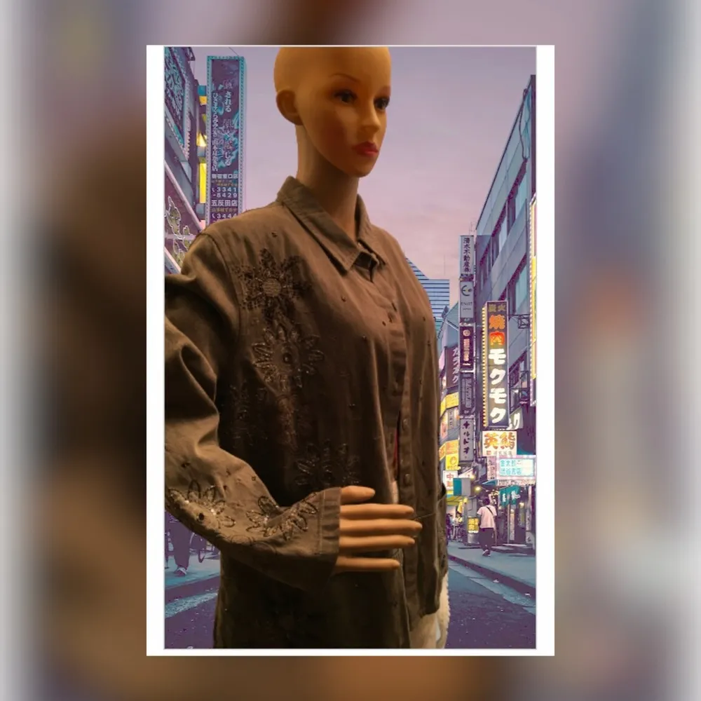 Chico’s Beaded button down Sage long Jacket - Image 12