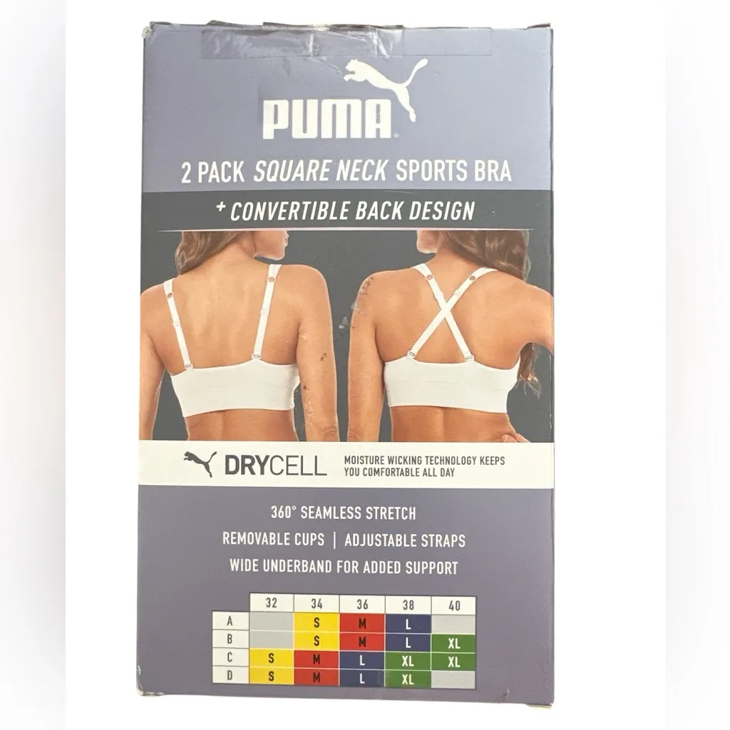 NWT Women’s PUMA 2PK Seamless Sport Bra Size XL
360 Stretch Drycell - Image 2