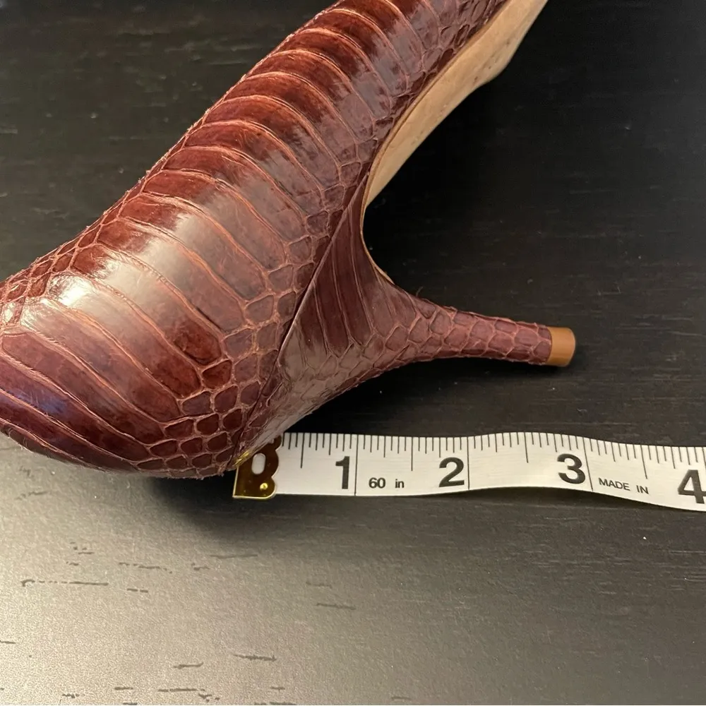 Loeffler Randall Brown Red Snakeskin Pointed Toe 3 Inch Heels Women’s Size 9.5 - Image 7