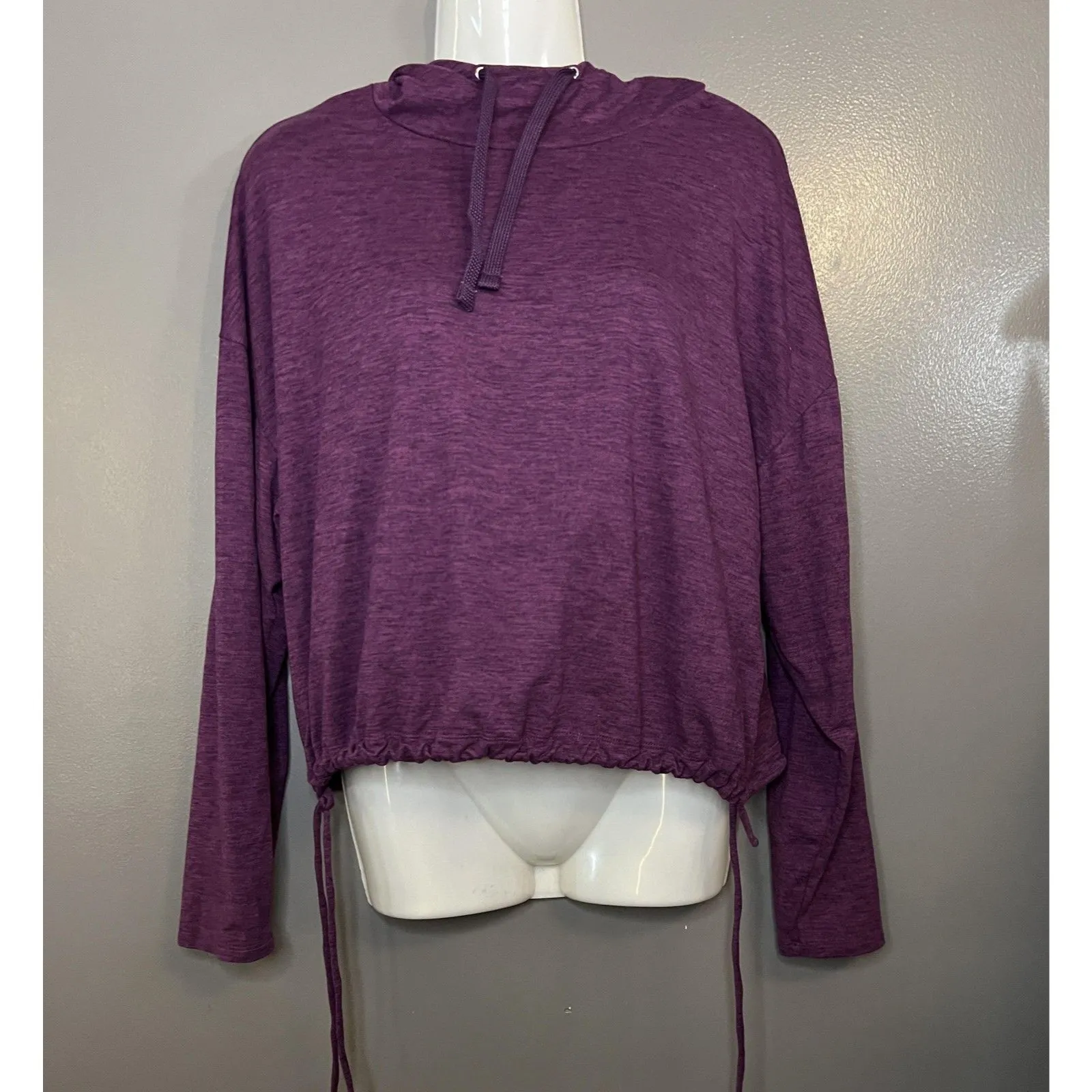 GapFit Hoodie Womens Medium Purple Brushed Tech Jersey Drawstring Hem Pullover - Image 2