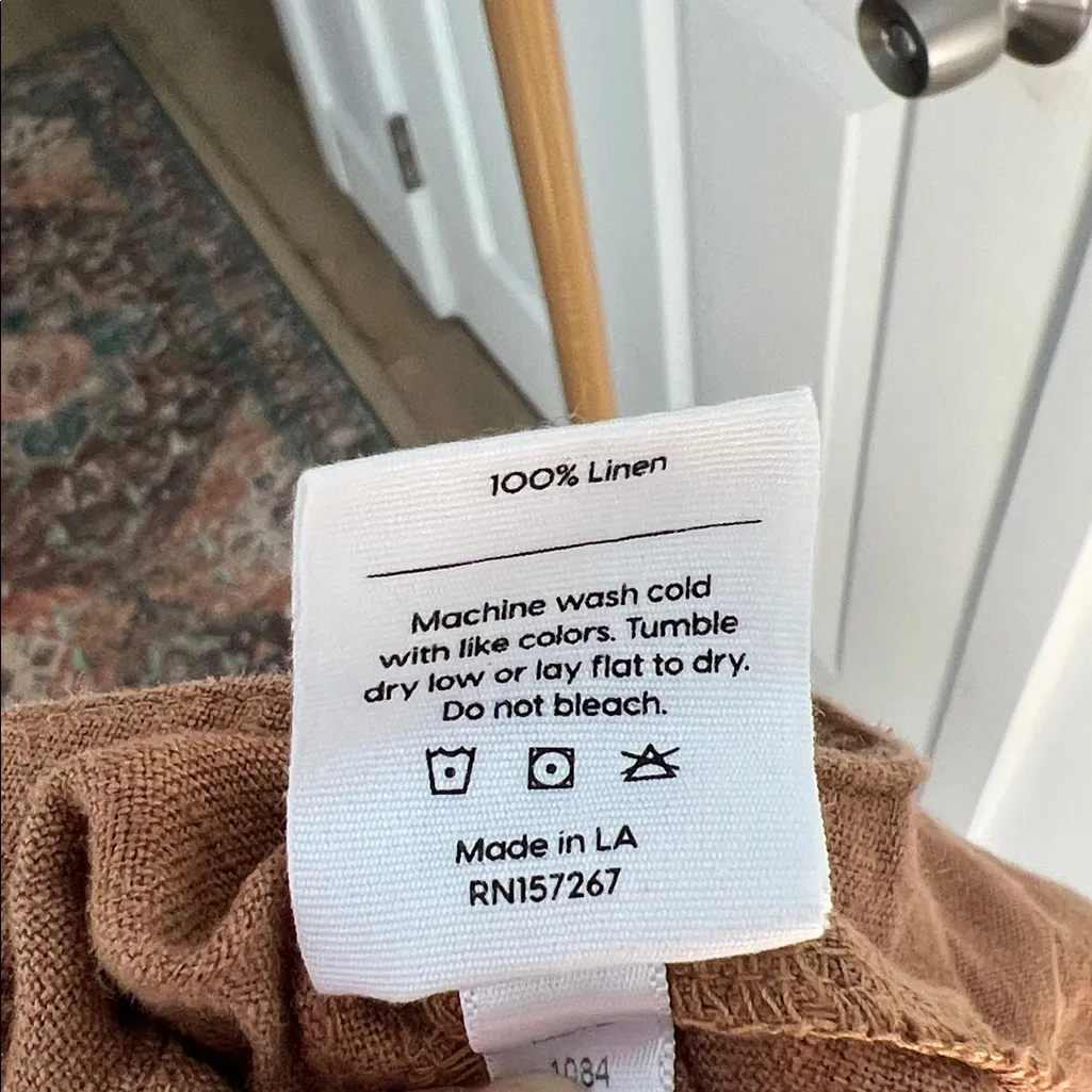 NWT MATE THE LABEL SEDONA 100% LINEN JUMPSUIT TAN SIZE SMALL $218 - Image 8