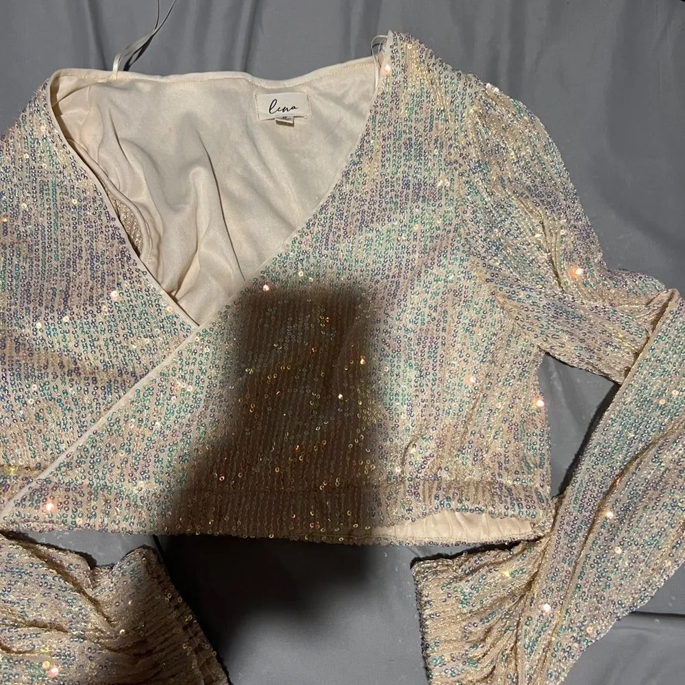 Lena SEQUIN TWO PIECE SET size small White - Image 9