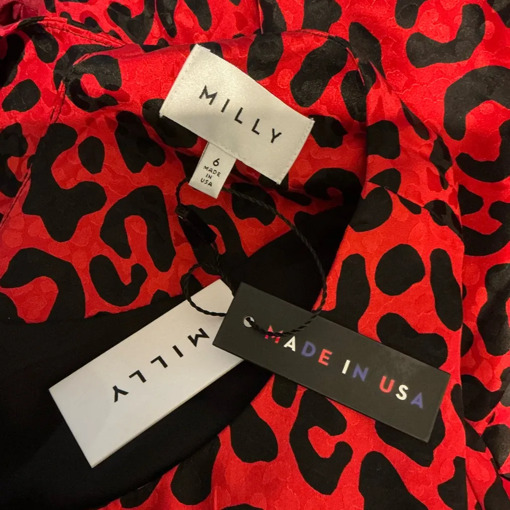 Milly Red and Black Leopard Mini Dress Size 6 - Image 9