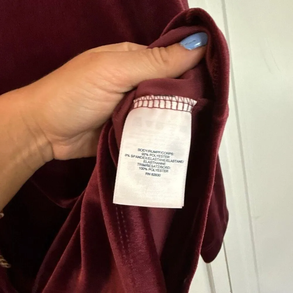 Lands End burgundy velvet button down blouse M - Image 5