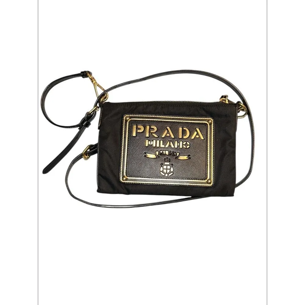 Authentic Black Prada Nylon/Leather Crossbody Bag - Image 2