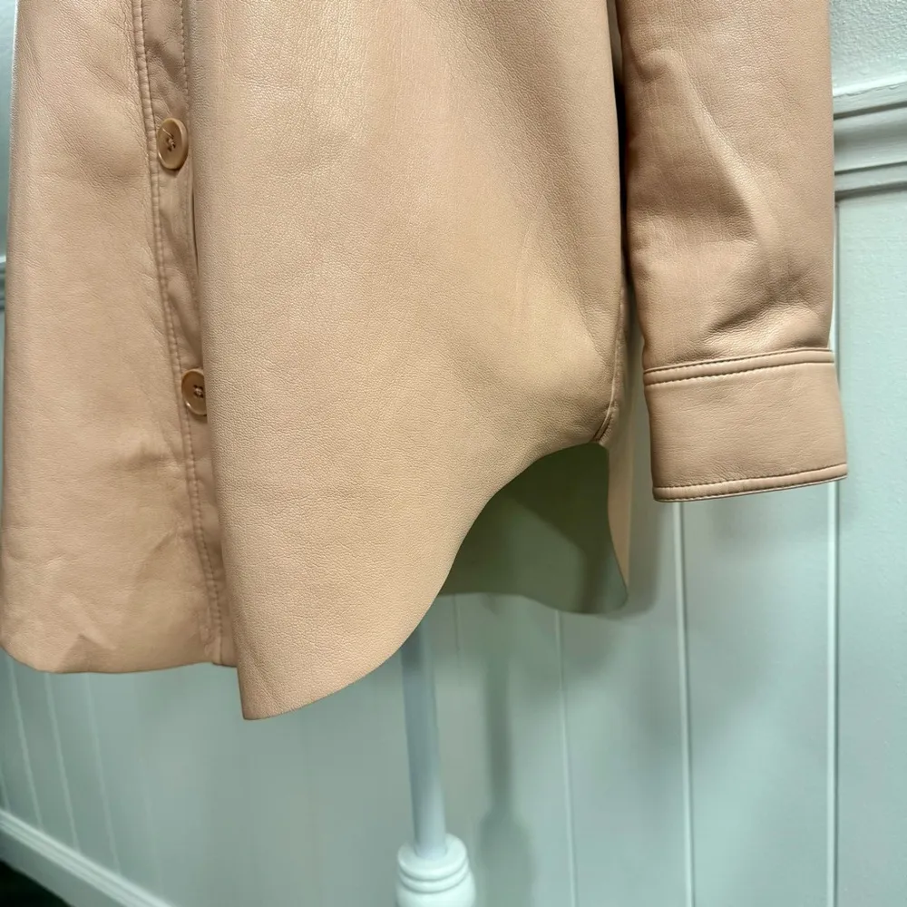 Wilfred The Ganna Shirt Jacket Button Up Vegan Faux Leather Light Pink Small S - Image 5
