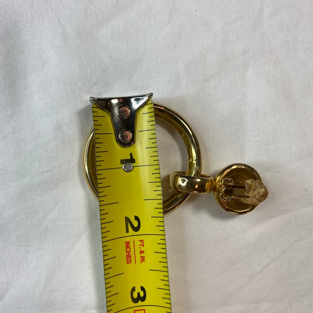 Vintage 80’s Gold tone Hoop Earrings with Ball Accent - Image 4