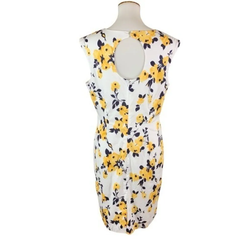 J‎ Peterman Yellow Floral Sleeveless Sheath Dress 12 Fitted Sleeveless - Image 5