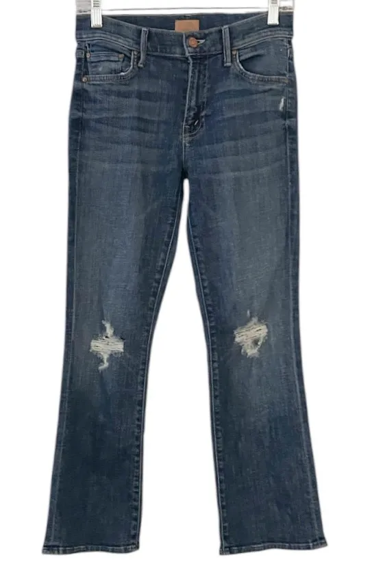 Mother The Outsider Crop Distressed Jeans Crazy Like A Fox Size 25 Blue - Image 1