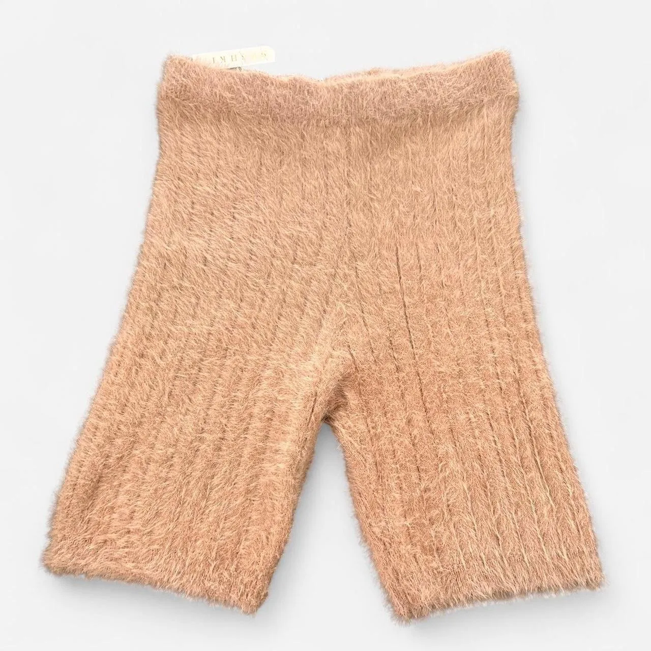 Meshki Ella Fluffy Stripe Bike Shorts | Cream Cozy Chic / Y2K Athleisure XL NWT - Image 2