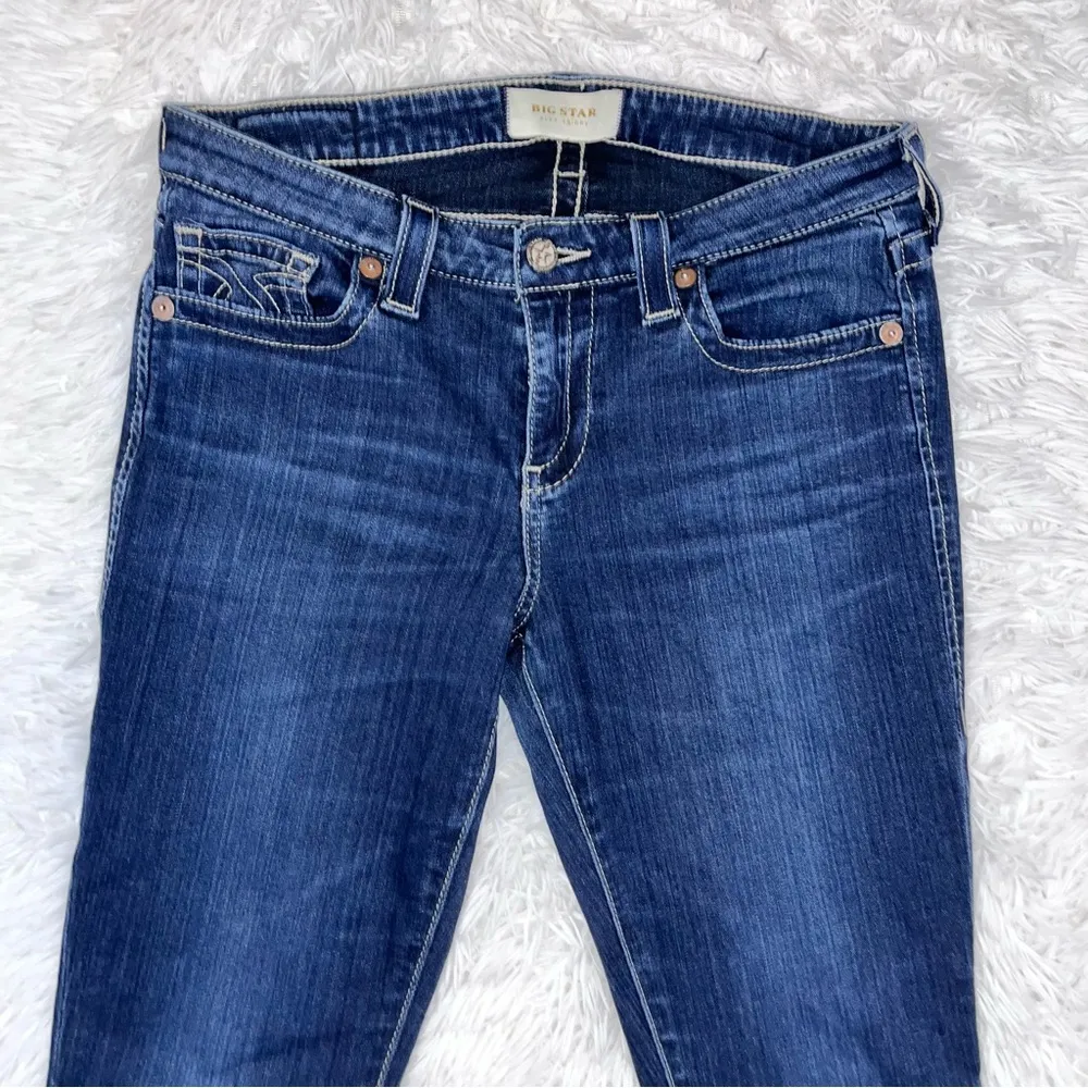 BIG STAR // THE BUCKLE Womens Alex Skinny Non-Distressed Dark Wash Blue Jeans 28 - Image 3