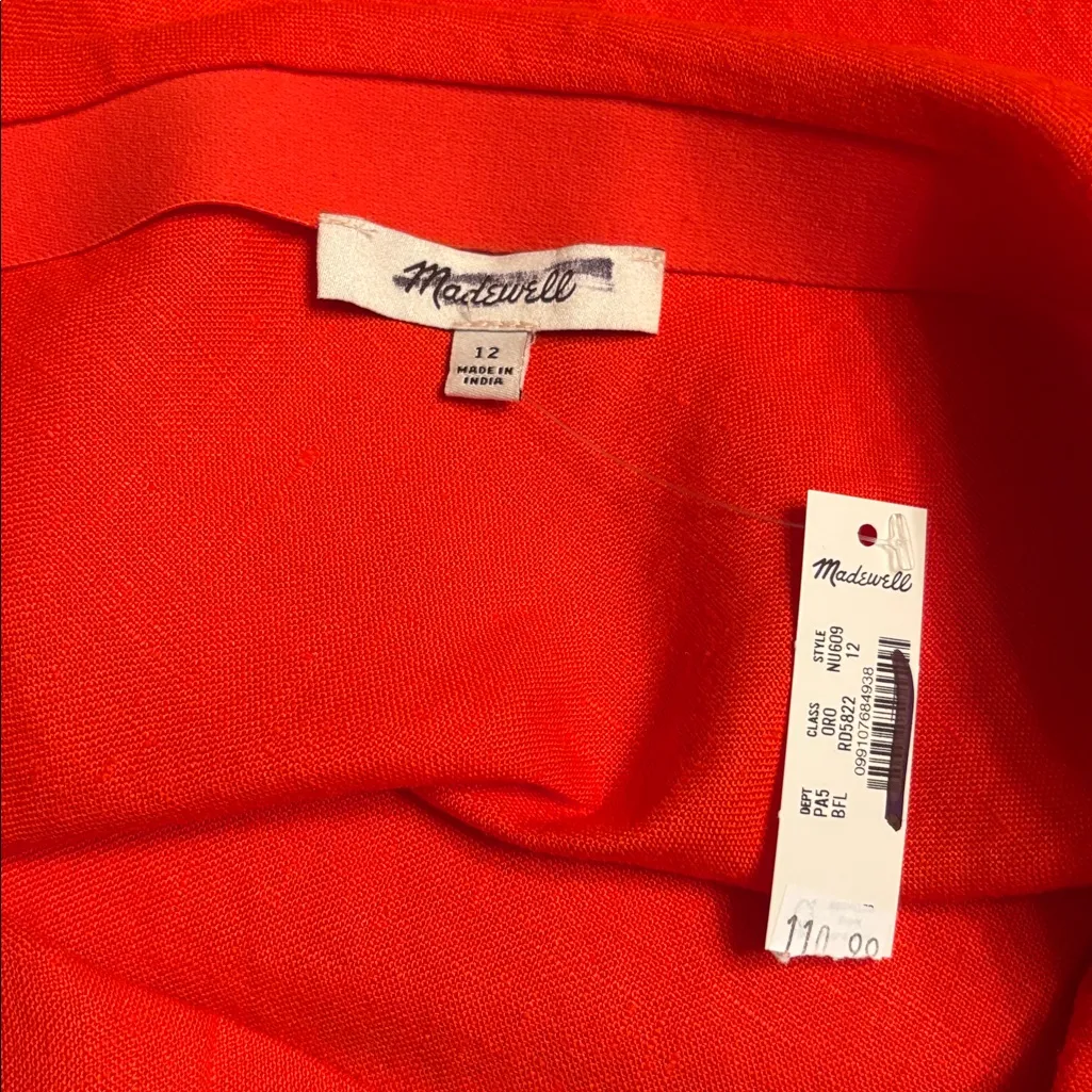 Madewell women’s Linen Maxi Slip Skirt red Size 12 NWT - Image 7