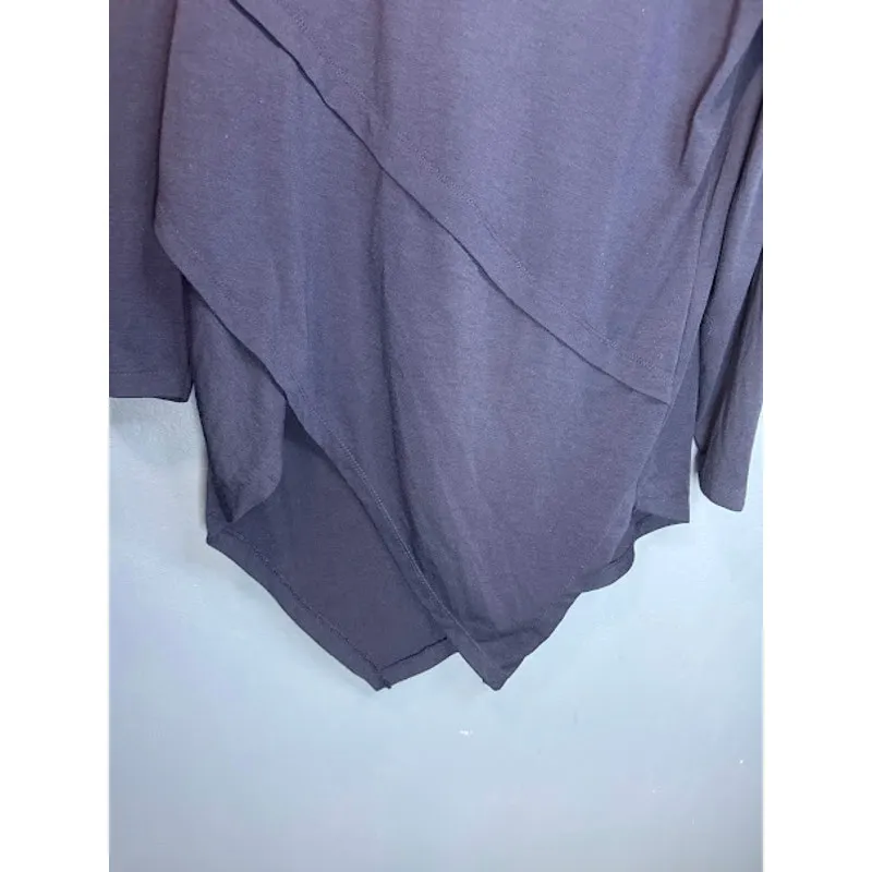 Vintage YESS Women's Size Large Long Sleeve Shirt Handkerchief Hem Y2K Blue Top - Image 4