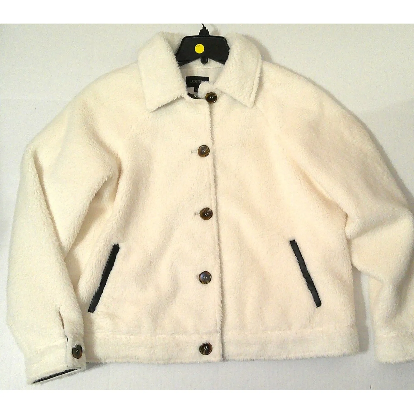 New NWOT Joe's Jeans Faux Fur Sherpa Jacket Milk White Womens Medium Vegan Soft - Image 2