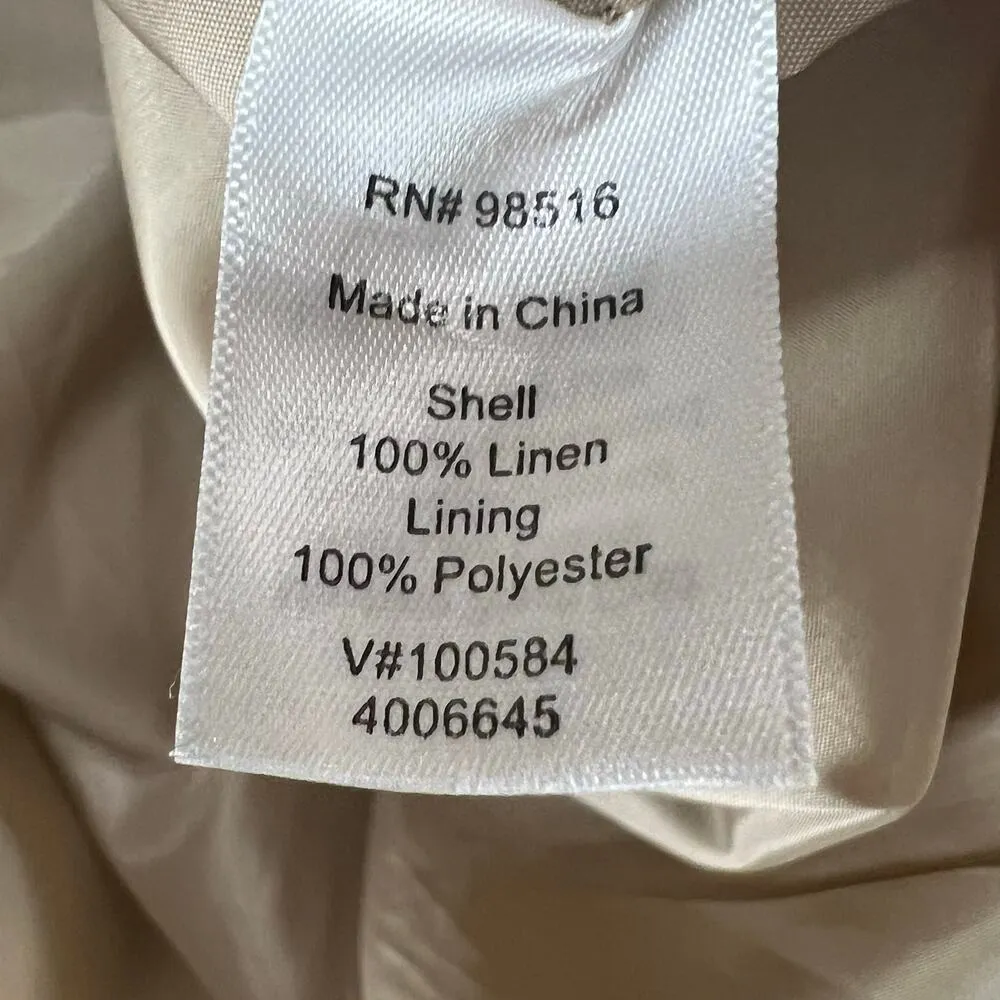 Coldwater Creek Blazer Womens L Tan Linen Two Button Classic Minimalist Career - Image 13