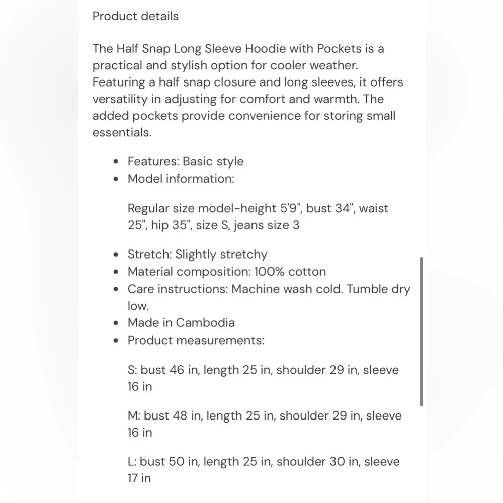 NWT Zenana Half Snap Long Sleeve Pocket Hoodie In Washed Blue - Image 5