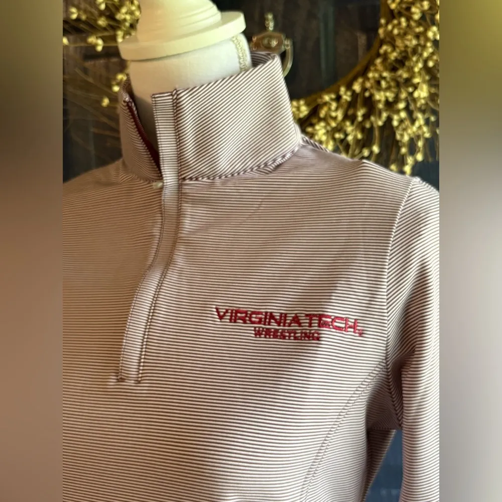 Peter Millar Long Sleeve Fitted Polo 1/4 Zip. Virginia Tech Hookies Wrestling - Image 2