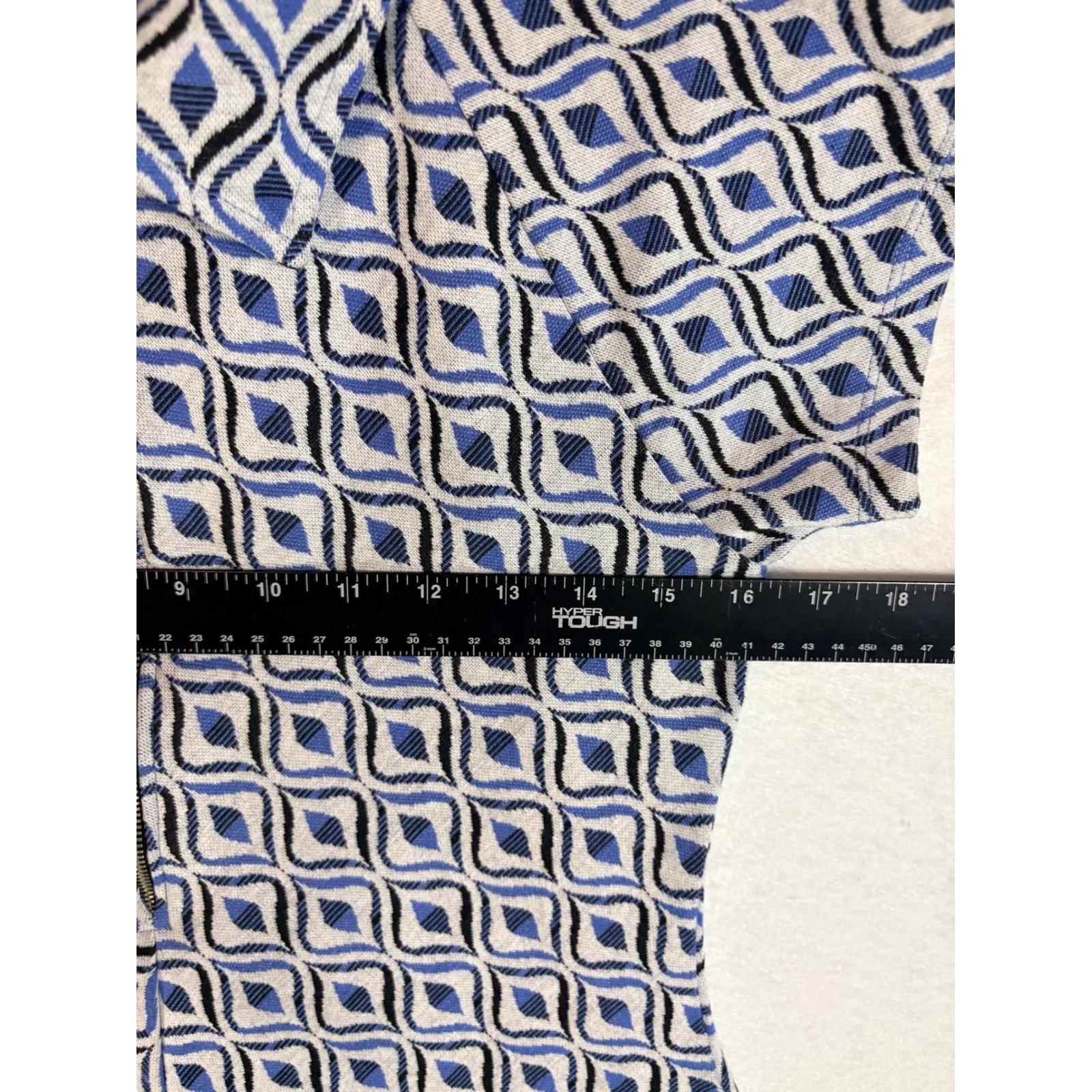 UO Urban Outfitters Blue Retro Arlo Geometric Print Collared Zip Up Mini Dress L - Image 7