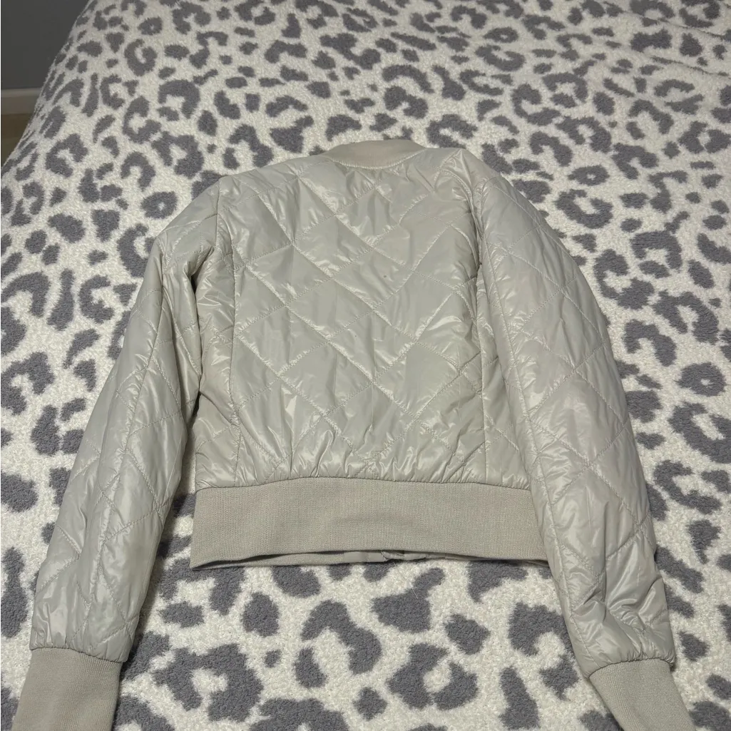 Romeo & Juliet Couture Quilted Bomber Jacket - Cream - Image 2