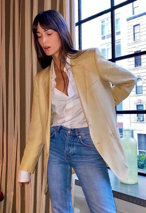 NWT  Leather Faux Tan Beige Blazer Coat Jacket Blogger Pinterest Fav Cream - Image 2