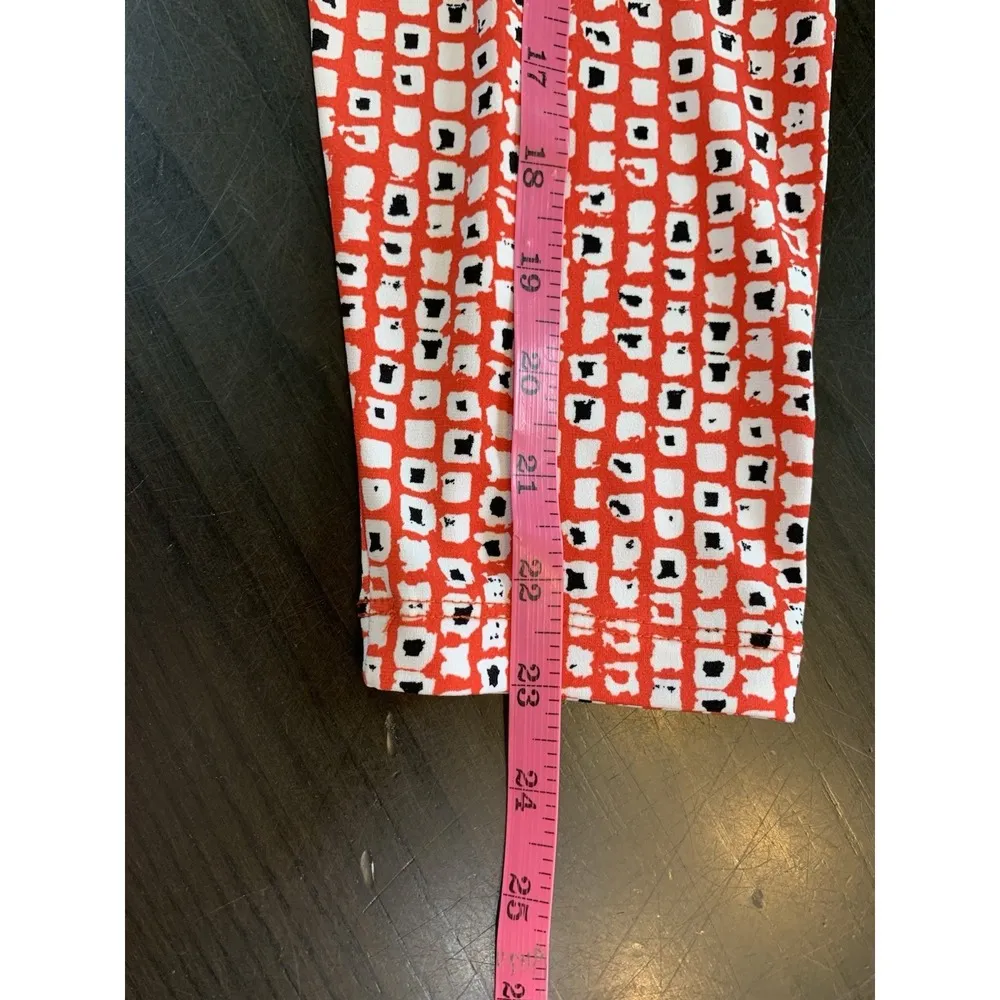 Clara Sun Woo Geometric Print Shirt Blouse Top Large Flowy Stretch Office Church Red - Image 11