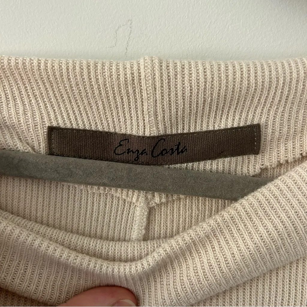 Enza Costa Off The Shoulder Slouchy Ribbed Knit Viscose Cuffed Sweater M Size M - Image 5