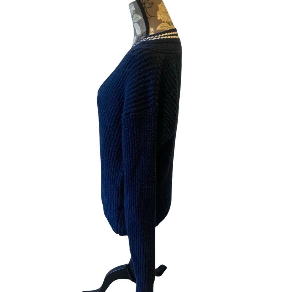 AMERICAN EAGLE Navy Blue V Neck Knit Sweater small - Image 3