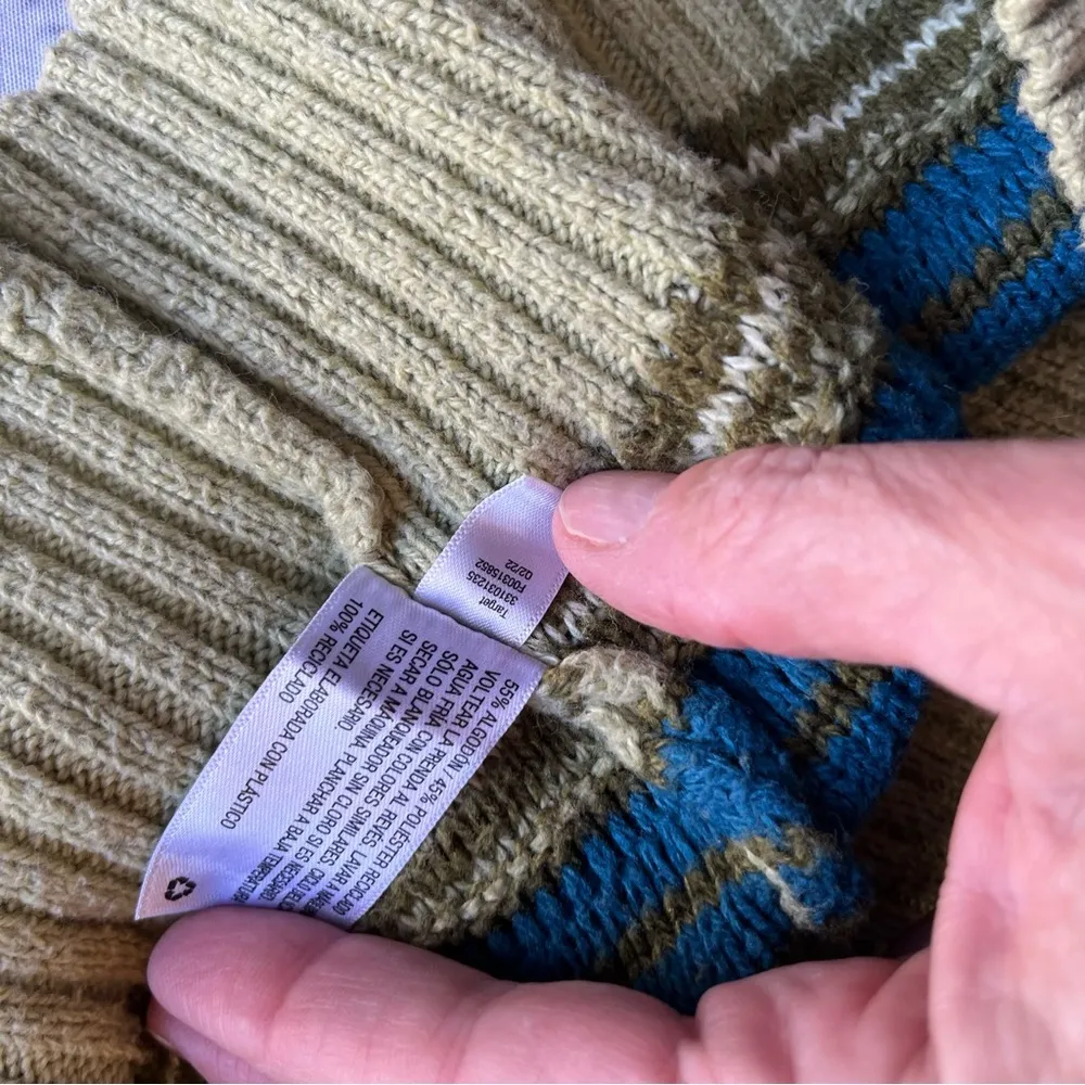 Wild Fable Textured Knit Crewneck Pull Over Striped Sweater Small 3D Green - Image 11