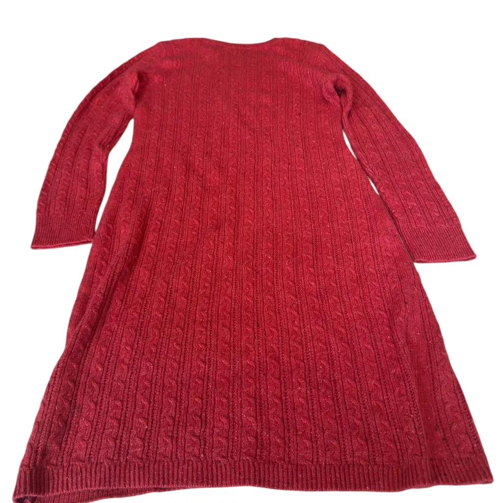 Talbots Women’s Burnt Orange Cable Knit Sweater Dress Button Shoulder Sz S EUC - Image 5