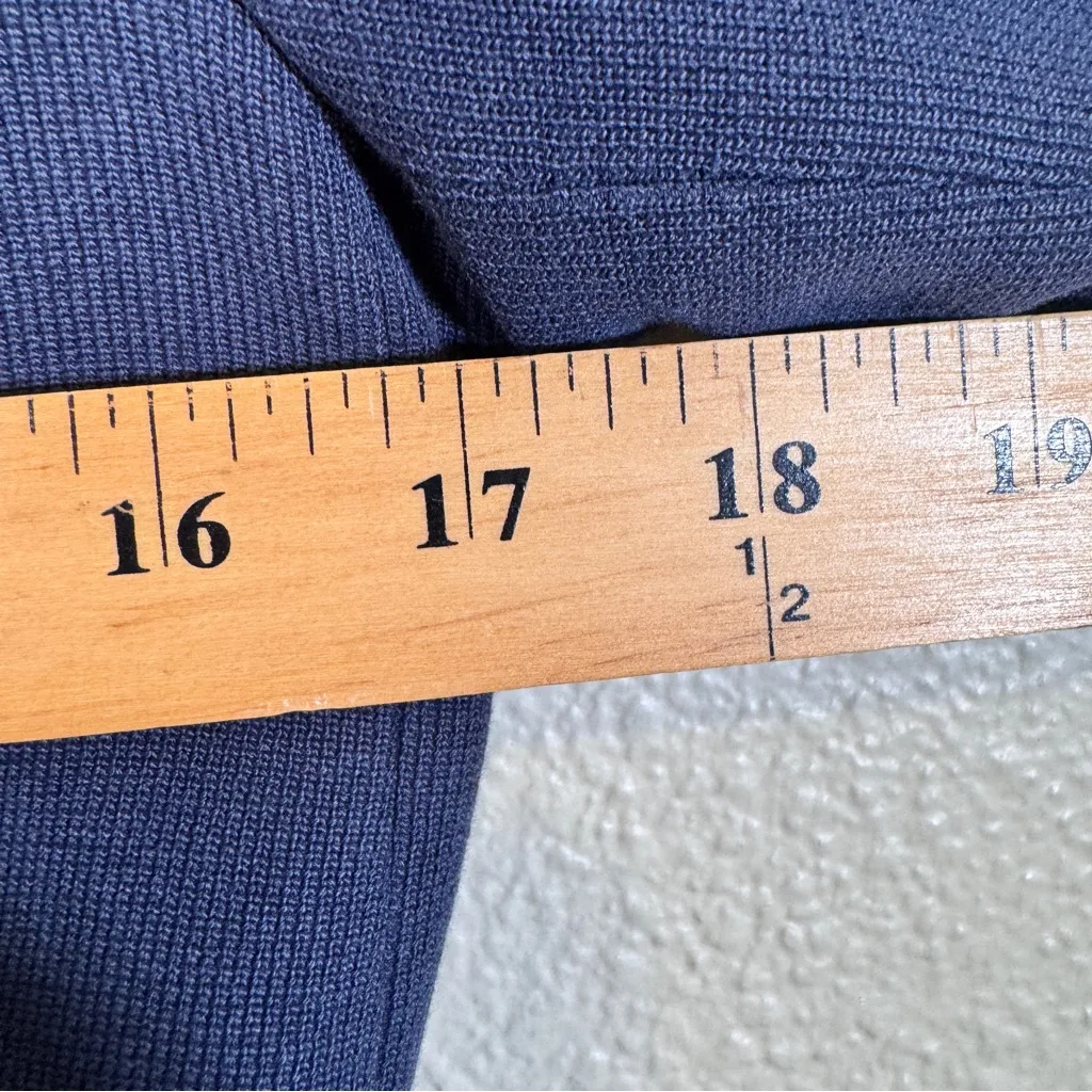 Zara Basic Navy Blue Single Button Closure Blazer Jacket Womens L Zip Sleeve Y2K - Image 5