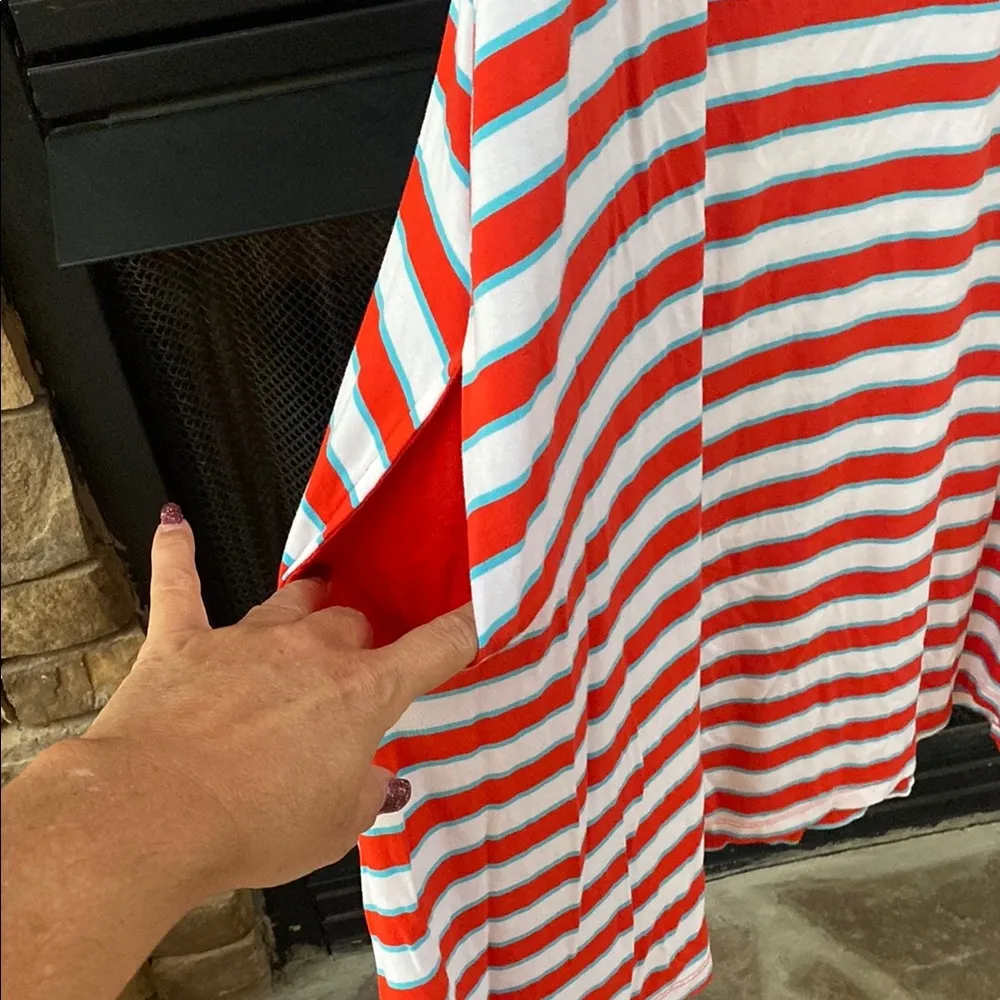 White Pink Tirquoise Blue Striped Knee - Image 3