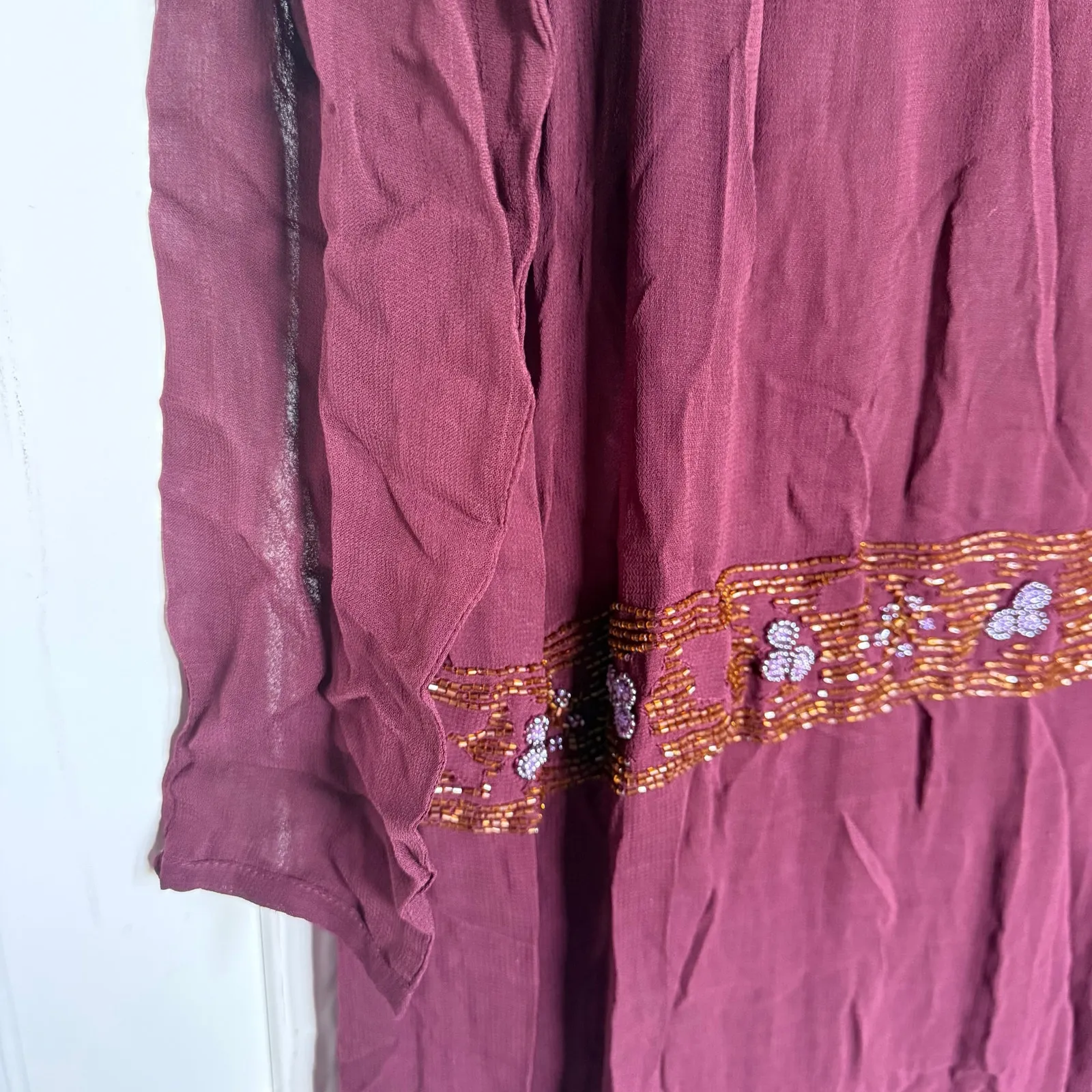 April Cornell Beaded Duster Dress Maroon‎ Vintage New Medium - Image 8