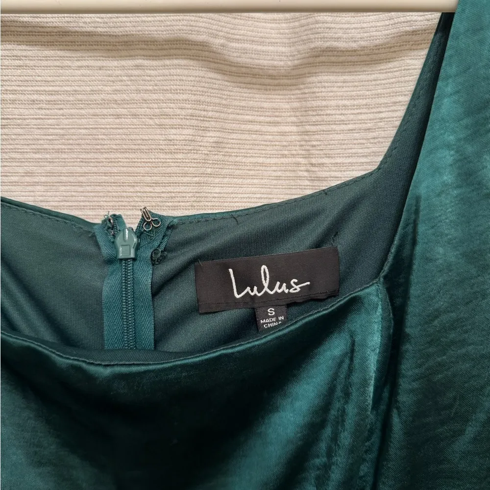 Lulu's Forest Green Silk Dress - Image 4