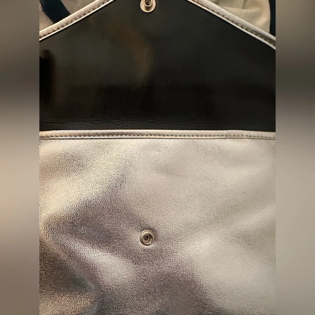 Silver Faux Leather Clutch Purse - Image 3