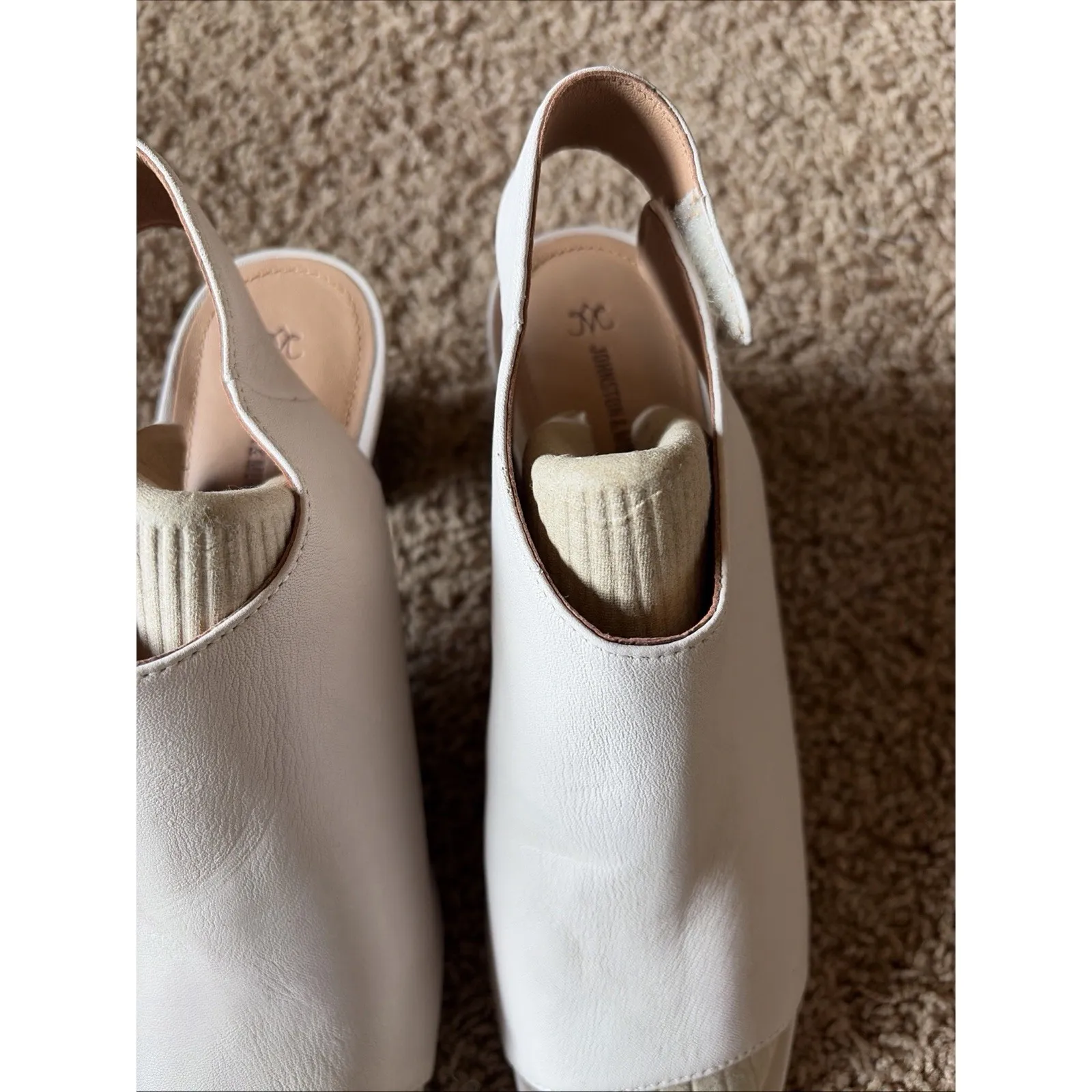 Johnston & Murphy Beige Leather Open Toe Evelyn Booties Shoes Womens 10M - Image 6