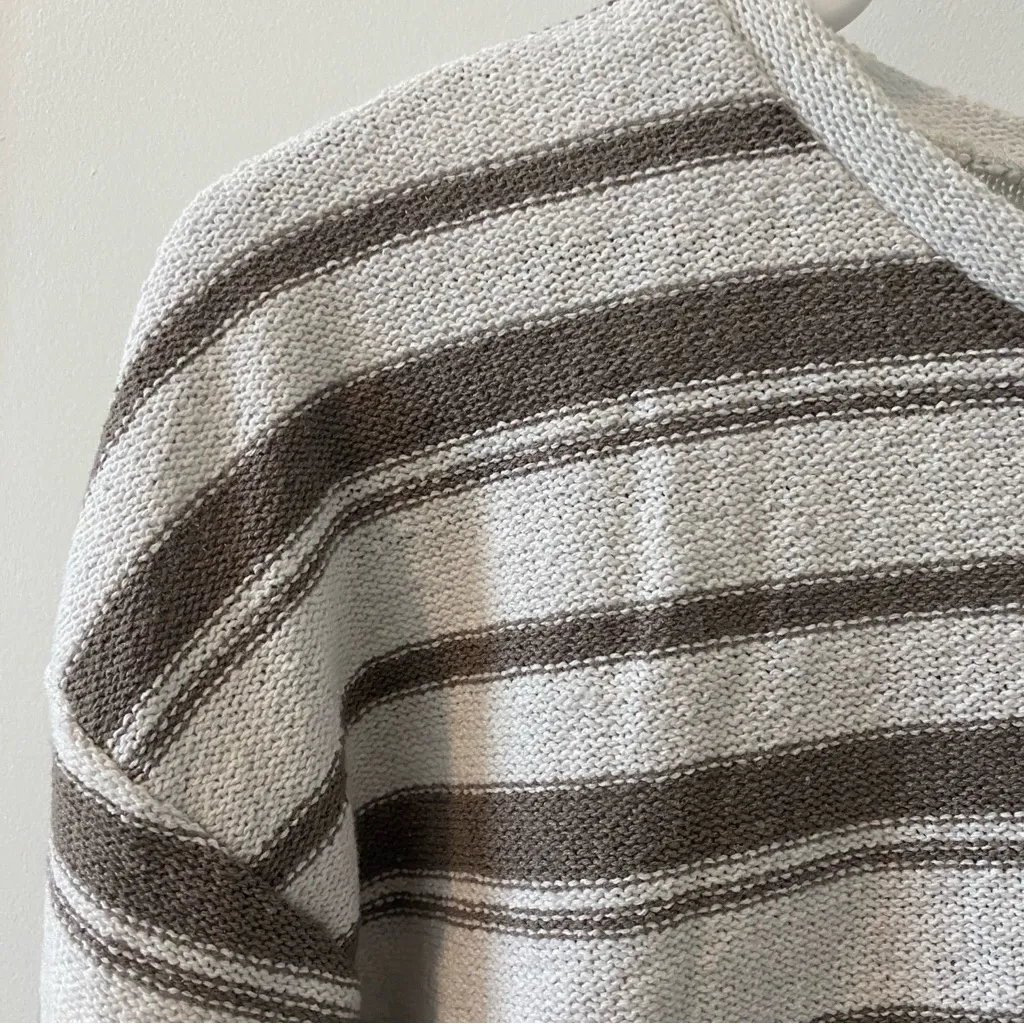 Zara Brown and White Striped Knit Top Cropped - Image 4
