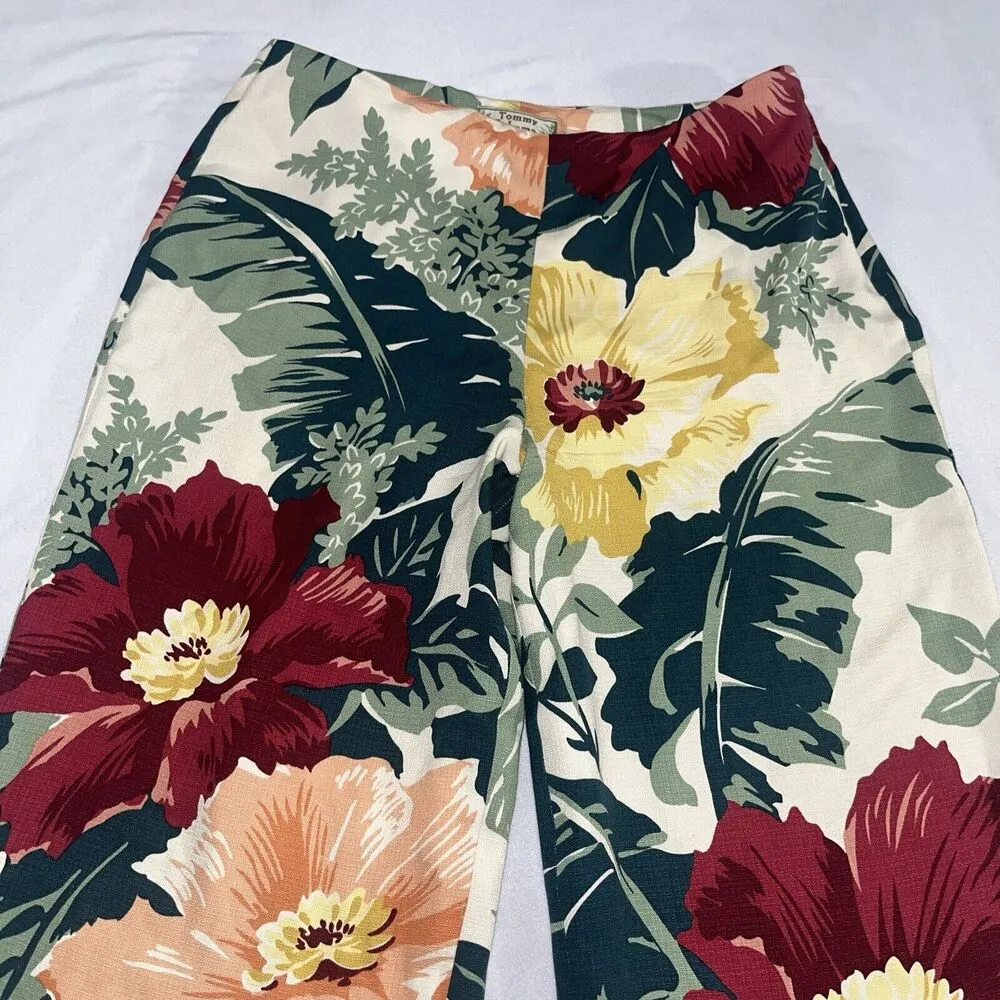 Tommy Bahama Sz 4 100% Silk Tropical Floral Capri Pants - Image 5