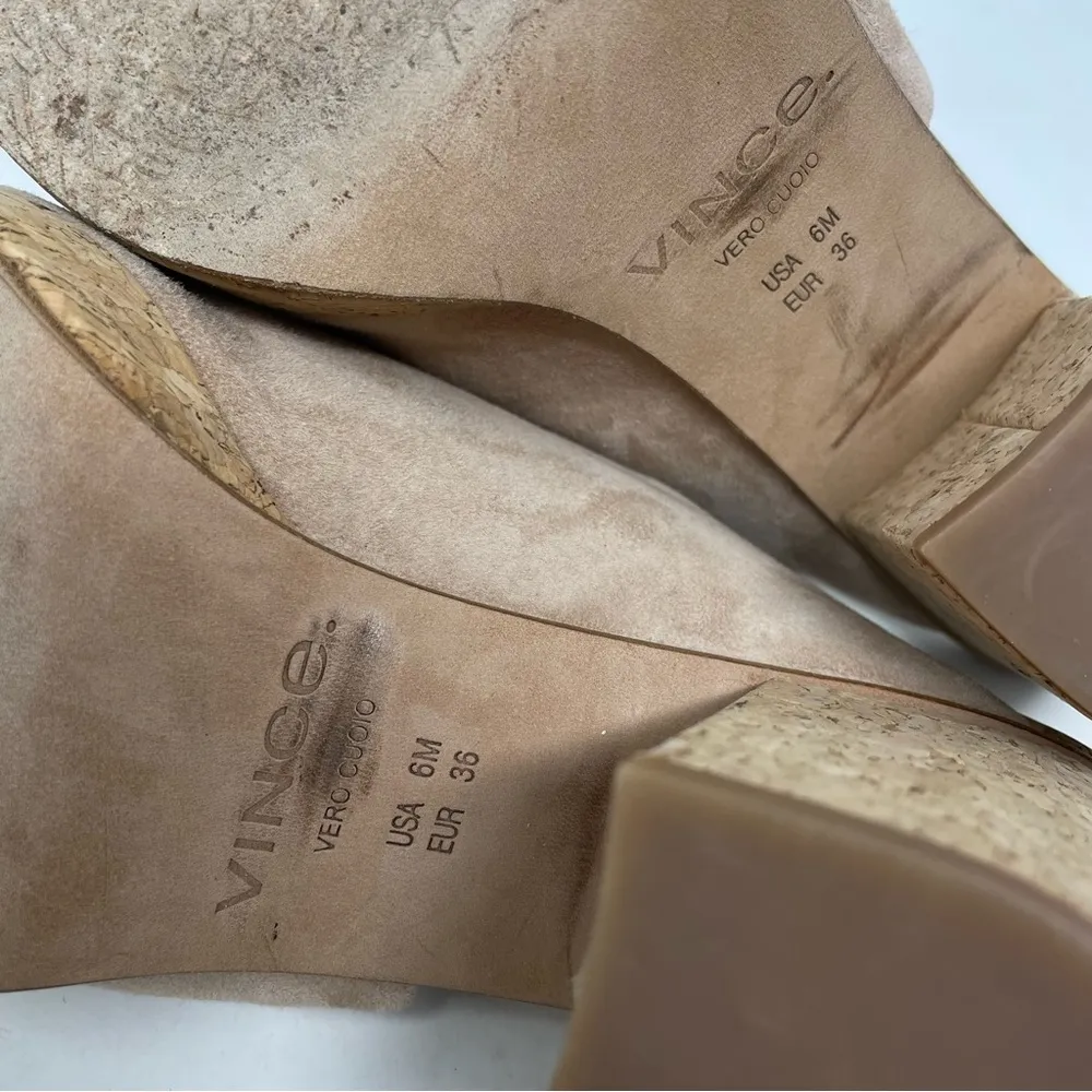 Vince Wyatt Oatmeal Beige Suede Cork Platform Open Toe Chunky Heels Shoes 6 - Image 13