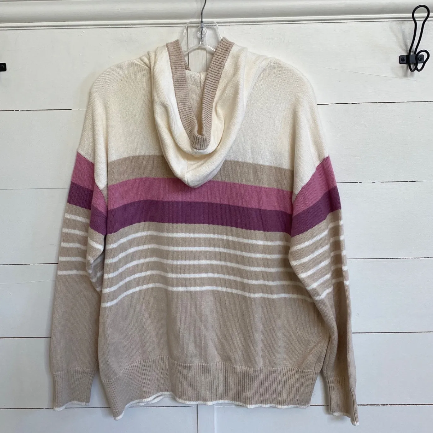 LOFT Outlet Women's Striped Pullover Hoodie Sweater Cotton Blend Casual Comfy- L - Image 6